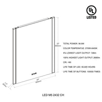 Binary 24″ LED Mirror - Matte Black