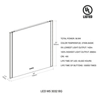 Binary 30″ LED Mirror- Matte Black