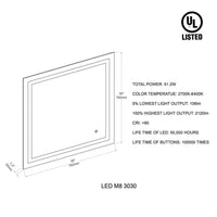 Lyra 30 x 30 Inch LED Mirror