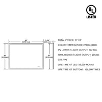 Beta 48″x36″ LED Mirror with Frosted Sides