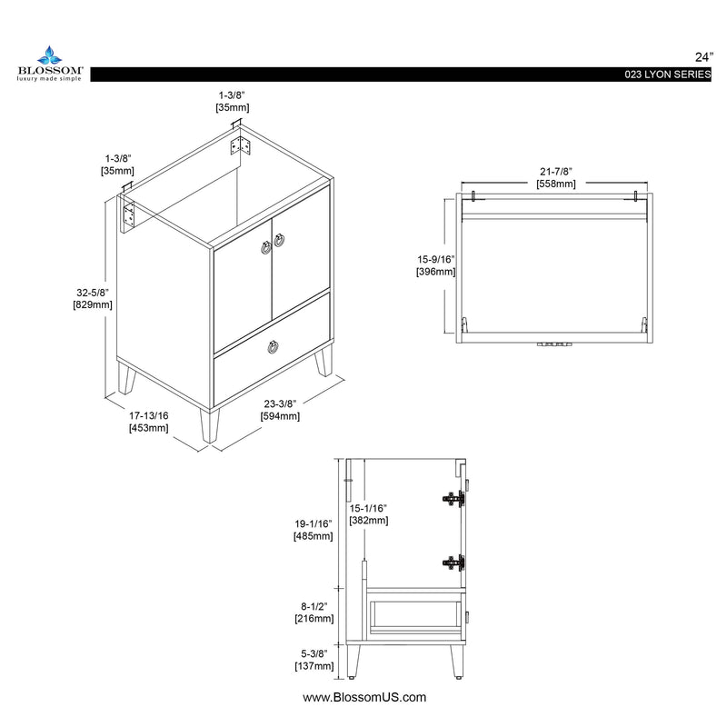Lyon 24 Inch Vanity (Vanity Only) Matte Grey