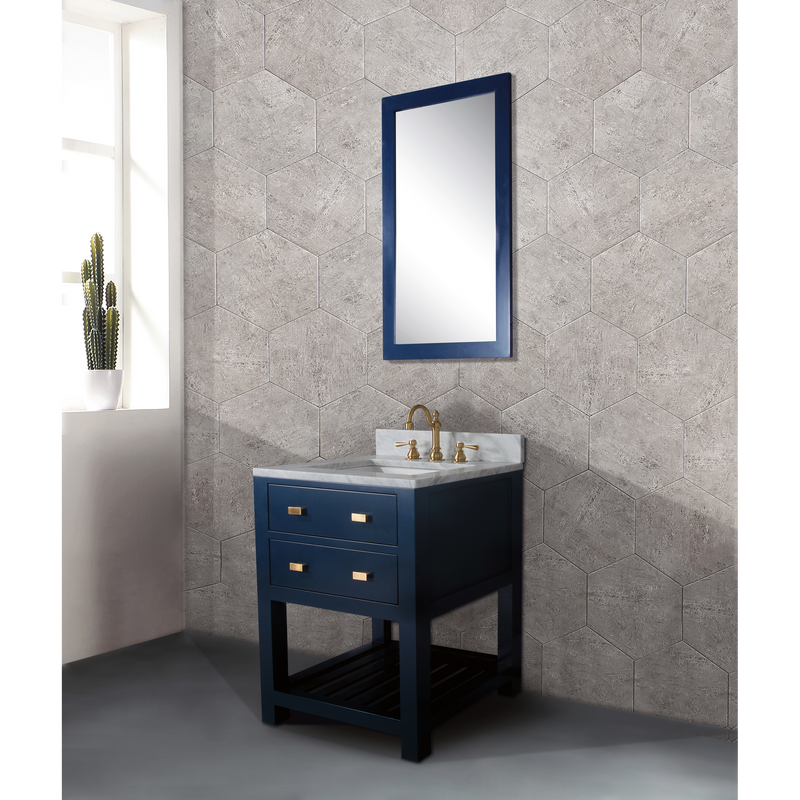 Water Creation 24" Monarch Blue Single Sink Bathroom Vanity with Mirror From The Madalyn Collection MA24B-0600MB