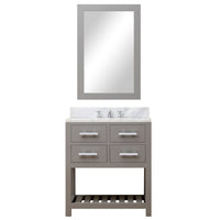 Water Creation 30" Cashmere Grey Single Sink Bathroom Vanity with Matching Framed Mirror From The Madalyn Collection MADALYN30GB