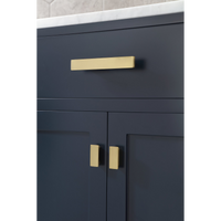 Water Creation Madison 30" Single Sink Carrara White Marble Vanity in Monarch Blue with Matching Mirror and F2-0013-06-FX Lavatory Faucet VMI030CWMB38