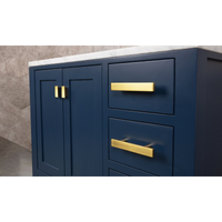 Water Creation Madison 36" Single Sink Carrara White Marble Vanity in Monarch Blue with Matching Mirror and F2-0013-06-FX Lavatory Faucet VMI036CWMB38