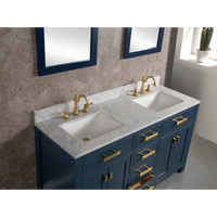 Water Creation Madison 60" Double Sink Carrara White Marble Vanity in Monarch Blue VMI060CWMB00