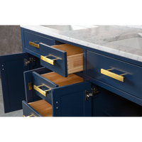 Water Creation Madison 60" Double Sink Carrara White Marble Vanity in Monarch Blue VMI060CWMB00