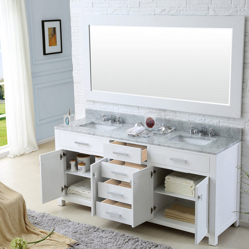 Water Creation 60" Pure White Double Sink Bathroom Vanity From The Madison Collection MADISON60W
