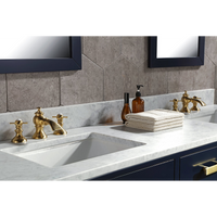 Water Creation Madison 72" Double Sink Carrara White Marble Vanity in Monarch Blue with Matching Mirror(s) and F2-0013-06-FX Lavatory Faucet(s) VMI072CWMB40