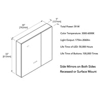 Sirius – 30 Inches LED Medicine Cabinet with Clock