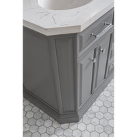Water Creation 60" Palace Collection Quartz Carrara Cashmere Grey Bathroom Vanity Set with Hardware and F2-0009 Faucets, Mirror in Chrome Finish PA60D-0109CG