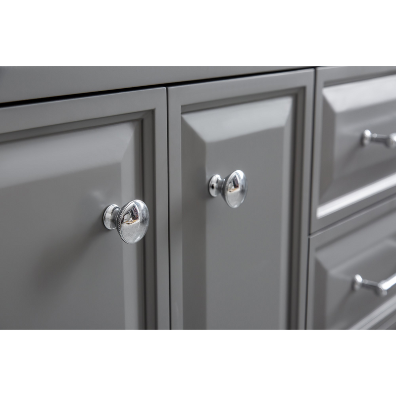 Water Creation 60" Palace Collection Quartz Carrara Cashmere Grey Bathroom Vanity Set with Hardware and F2-0012 Faucets in Chrome Finish PA60C-0112CG