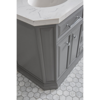 Water Creation 60" Palace Collection Quartz Carrara Cashmere Grey Bathroom Vanity Set with Hardware and F2-0013 Faucets in Chrome Finish PA60C-0113CG