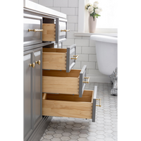 Water Creation 60" Palace Collection Quartz Carrara Cashmere Grey Bathroom Vanity Set with Hardware and F2-0013 Faucets in Satin Gold Finish and Only Mirrors in Chrome Finish PA60C-0613CG