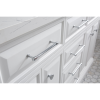 Water Creation 60" Palace Collection Quartz Carrara Pure White Bathroom Vanity Set with Hardware, Mirror in Chrome Finish PA60B-0100PW