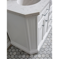 Water Creation 60" Palace Collection Quartz Carrara Pure White Bathroom Vanity Set with Hardware, Mirror in Chrome Finish PA60B-0100PW