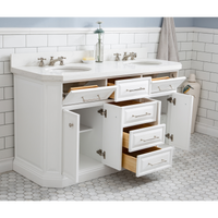 Water Creation 60" Palace Collection Quartz Carrara Pure White Bathroom Vanity Set with Hardware, Mirror in Polished Nickel (PVD) Finish PA60B-0500PW