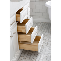 Water Creation 60" Palace Collection Quartz Carrara Pure White Bathroom Vanity Set with Hardware, Mirror in Polished Nickel (PVD) Finish PA60B-0500PW