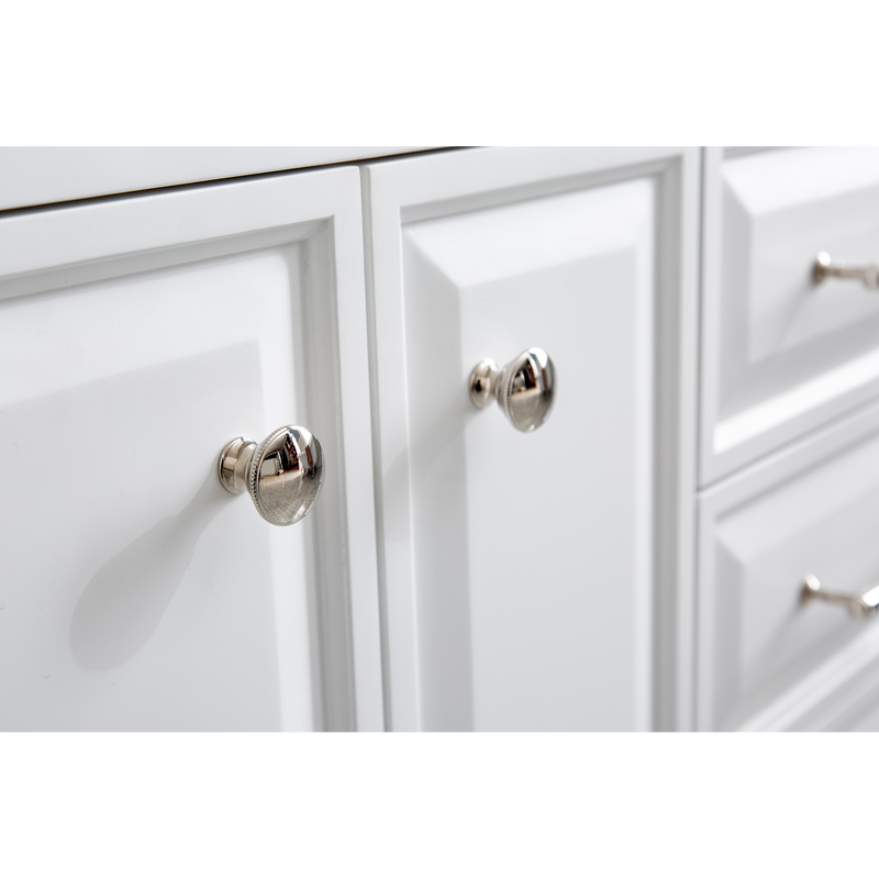 Water Creation 60" Palace Collection Quartz Carrara Pure White Bathroom Vanity Set with Hardware, Mirror in Polished Nickel (PVD) Finish PA60B-0500PW