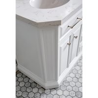 Water Creation 60" Palace Collection Quartz Carrara Pure White Bathroom Vanity Set with Hardware, Mirror in Polished Nickel (PVD) Finish PA60B-0500PW