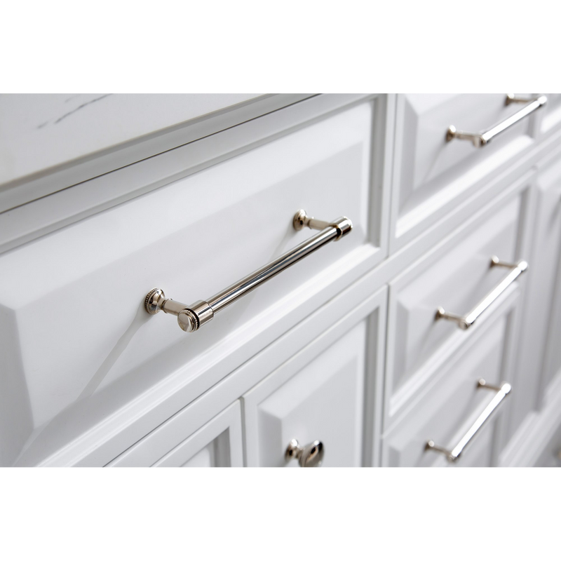 Water Creation 60" Palace Collection Quartz Carrara Pure White Bathroom Vanity Set with Hardware and F2-0012 Faucets in Polished Nickel (PVD) Finish PA60C-0512PW