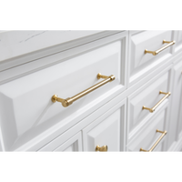 Water Creation 60" Palace Collection Quartz Carrara Pure White Bathroom Vanity Set with Hardware and F2-0012 Faucets in Satin Gold Finish and Only Mirrors in Chrome Finish PA60C-0612PW