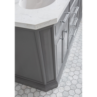 Water Creation 72" Palace Collection Quartz Carrara Cashmere Grey Bathroom Vanity Set with Hardware and F2-0009 Faucets, Mirror in Chrome Finish PA72D-0109CG