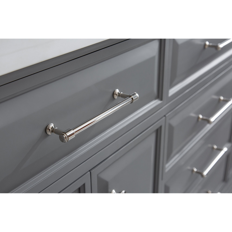 Water Creation 72" Palace Collection Quartz Carrara Cashmere Grey Bathroom Vanity Set with Hardware and F2-0013 Faucets in Polished Nickel (PVD) Finish PA72C-0513CG