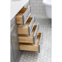 Water Creation 72" Palace Collection Quartz Carrara Cashmere Grey Bathroom Vanity Set with Hardware and F2-0013 Faucets in Satin Gold Finish and Only Mirrors in Chrome Finish PA72D-0613CG