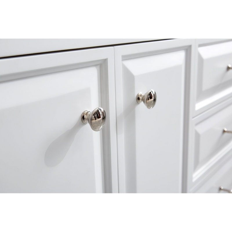 Water Creation 72" Palace Collection Quartz Carrara Pure White Bathroom Vanity Set with Hardware and F2-0009 Faucets, Mirror in Polished Nickel (PVD) Finish PA72D-0509PW