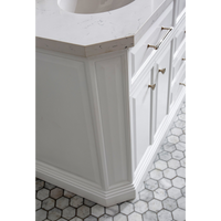 Water Creation 72" Palace Collection Quartz Carrara Pure White Bathroom Vanity Set with Hardware and F2-0009 Faucets, Mirror in Polished Nickel (PVD) Finish PA72D-0509PW