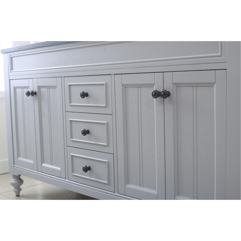 Water Creation 60" Earl Grey Double Sink Bathroom Vanity with Matching Framed Mirror and Faucets From The Potenza Collection POTENZA60EGBF
