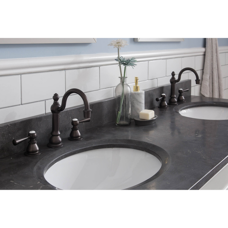 Water Creation Potenza 60" Bathroom Vanity in Earl Grey with Blue Limestone Top with Faucet POTENZA60EGF2