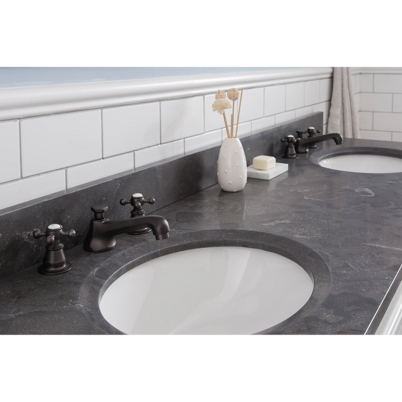Water Creation Potenza 72" Bathroom Vanity in Earl Grey with Blue Limestone Top with Faucet POTENZA72EGF1