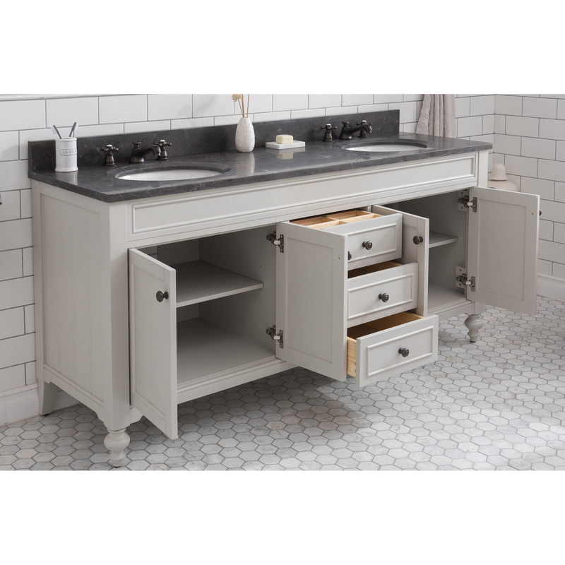 Water Creation Potenza 72" Bathroom Vanity in Earl Grey with Blue Limestone Top with Faucet POTENZA72EGF1