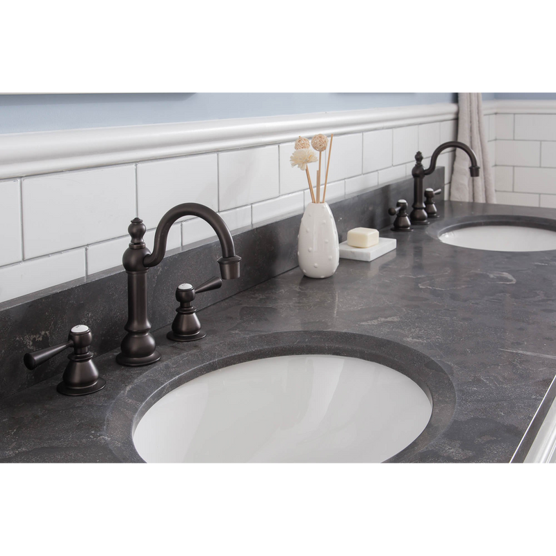 Water Creation Potenza 72" Bathroom Vanity in Earl Grey with Blue Limestone Top with Faucet and Small Mirror POTENZA72EGCF2