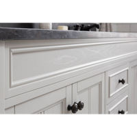 Water Creation Potenza 72" Bathroom Vanity in Earl Grey with Blue Limestone Top with Faucet and Small Mirror POTENZA72EGCF2