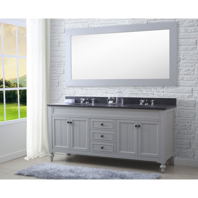Water Creation 72" Earl Grey Double Sink Bathroom Vanity with Faucets From The Potenza Collection POTENZA72EGF