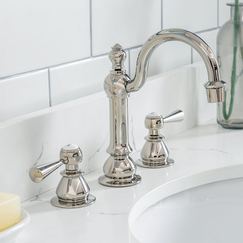 Water Creation Queen 48" Single Sink Quartz Carrara Vanity in Pure White with F2-0012-05-TL Lavatory Faucet(s) VQU048QCPW57