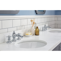 Water Creation Queen 72" Double Sink Quartz Carrara Vanity in Cashmere Grey with F2-0013-01-FX Lavatory Faucet(s) VQU072QCCG72