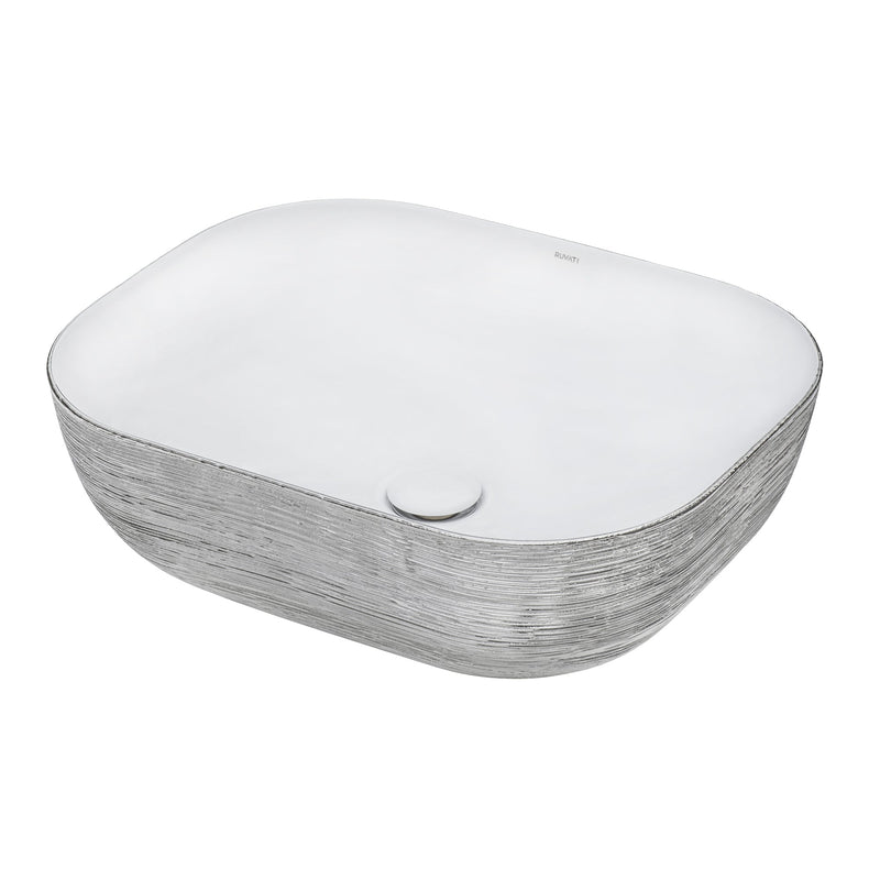 Ruvati 20" x 16" Bathroom Vessel Sink Silver Decorative Art Above Vanity Counter