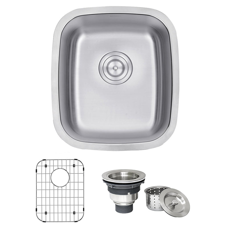 Ruvati 15" x 18" Undermount 16 Gauge Stainless Steel Bar Prep Sink - RVM4110