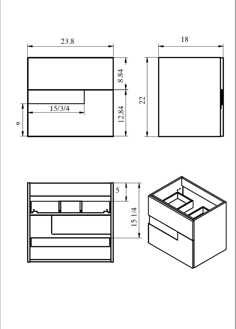 Vision Vanity 24" Grey and White