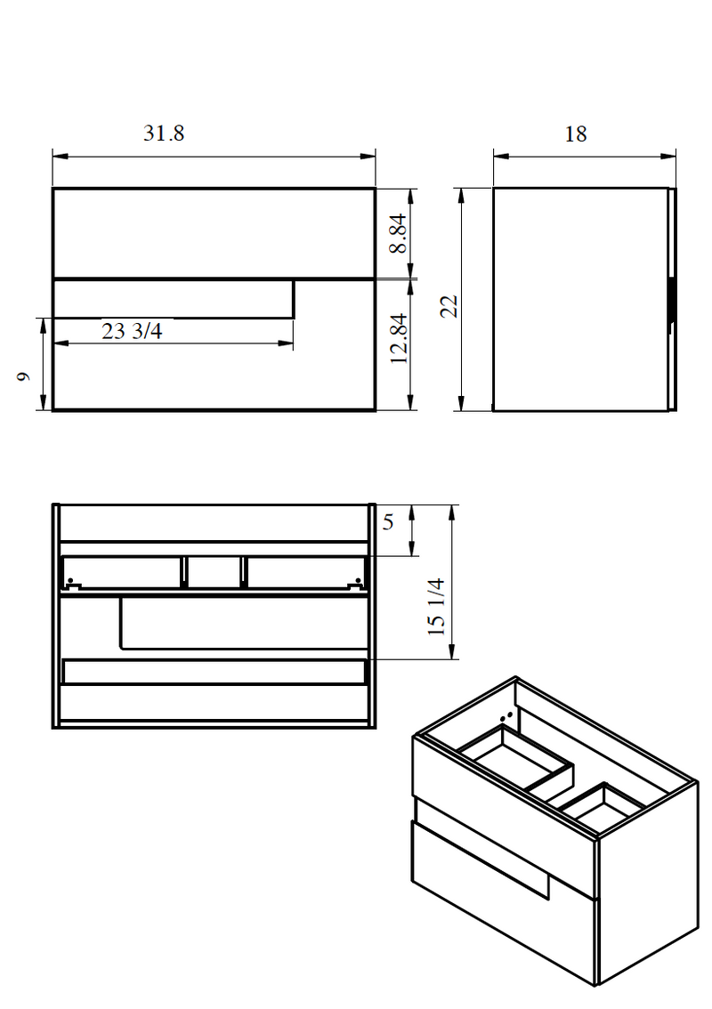 Vision Vanity 32" Grey and White