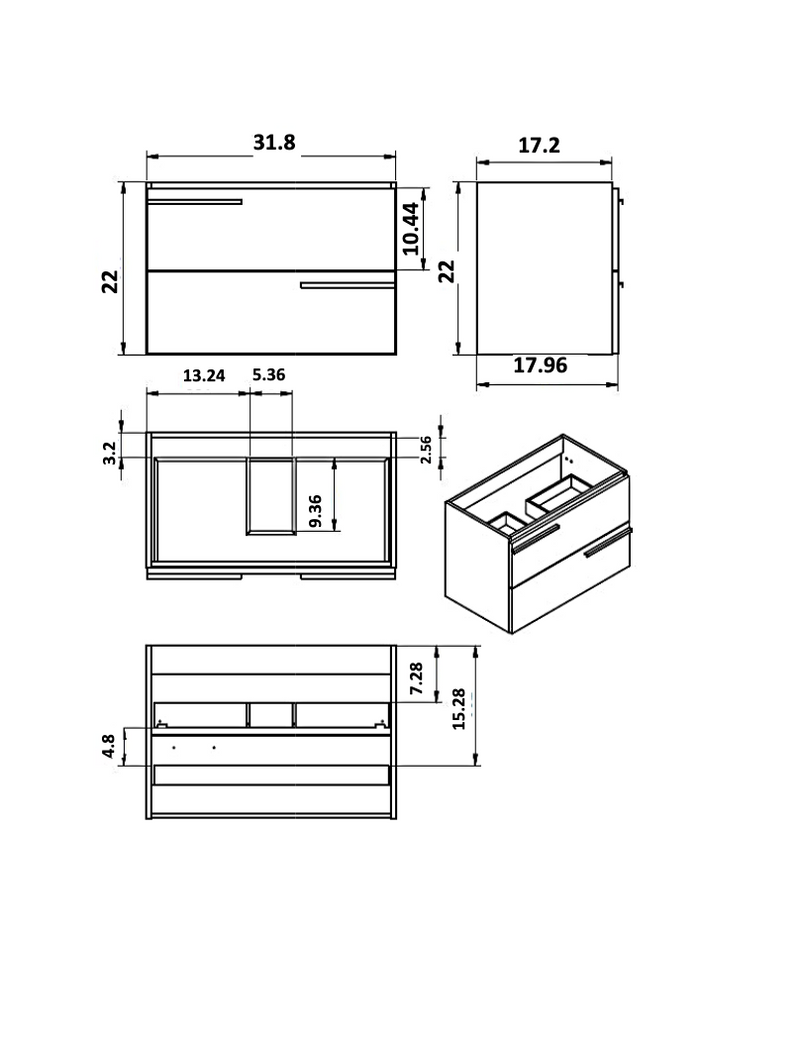 Scala 32" Vanity - Quarzo with Legs and Towel Bar