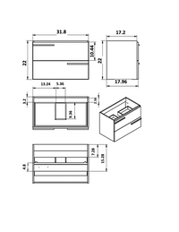 Scala 32" Vanity - Terra  with Legs and Towel Bar
