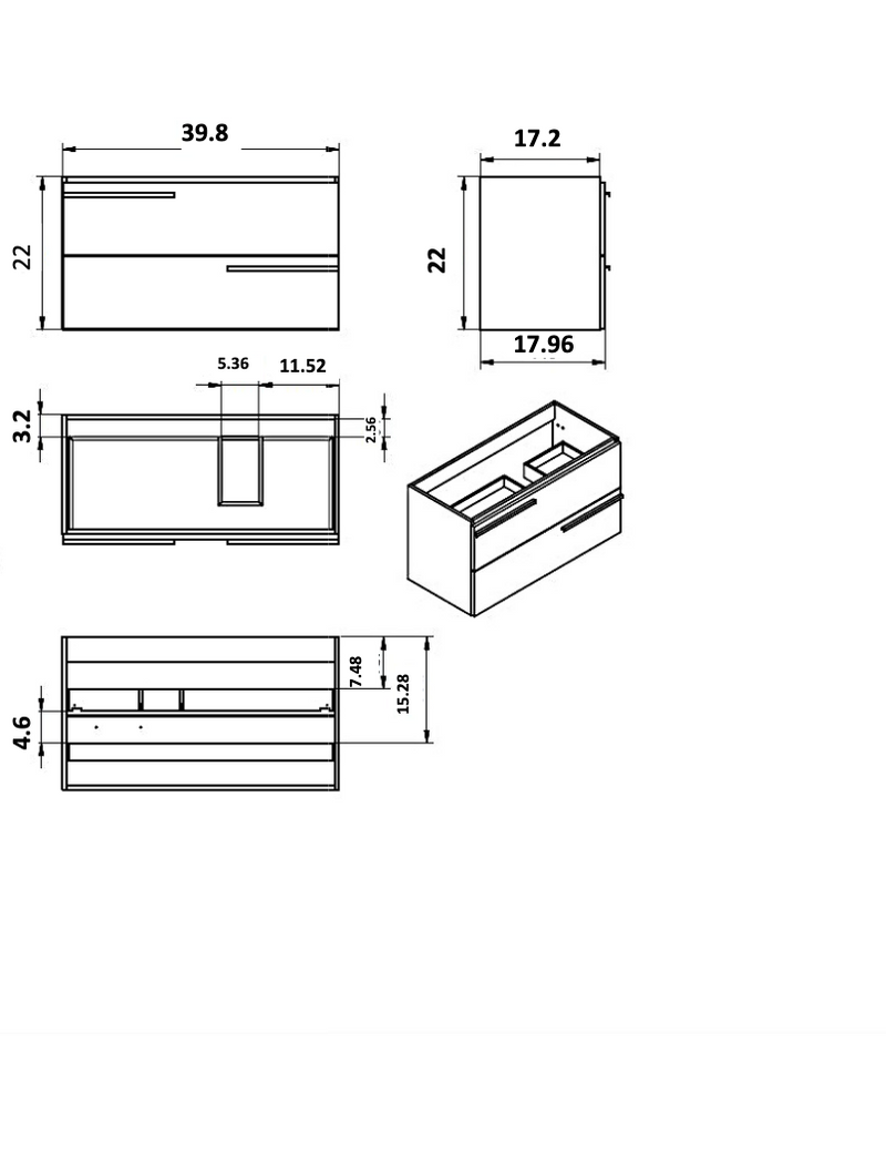 Scala 40" Vanity - Quarzo  with Legs and Towel Bar