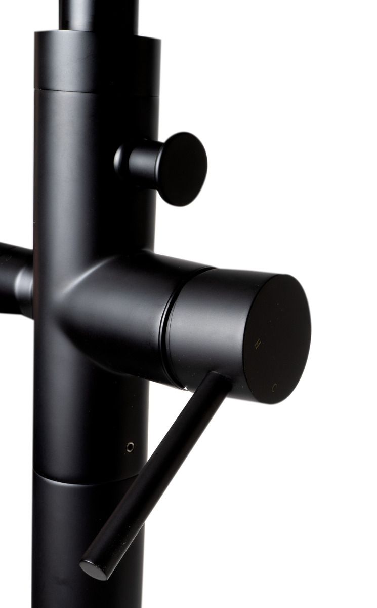 Alfi brand Floor Mount Tub Filler with Shower Head Polished/Brushed Matte Black