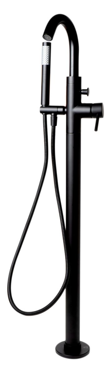 Alfi brand Floor Mount Tub Filler with Shower Head Polished/Brushed Matte Black