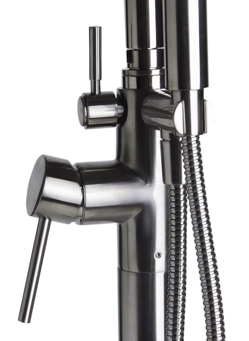 Alfi brand Floor Mount Tub Filler with Shower Head Polished/Brushed Brushed Nickle Back
